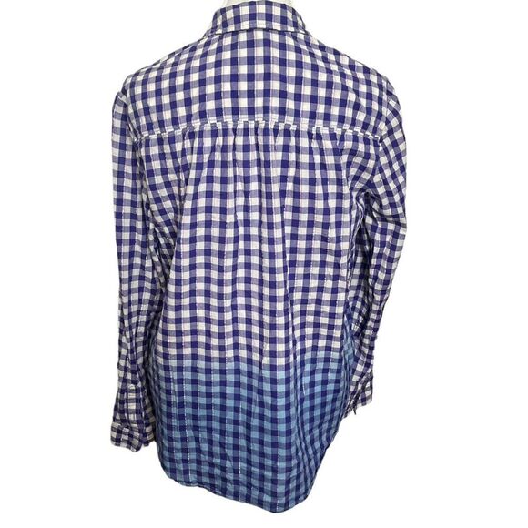Anthropologie Pilcro Deb Ombre Shirt Women’s Size Medium Blue Gingham Button Top - Picture 7 of 11